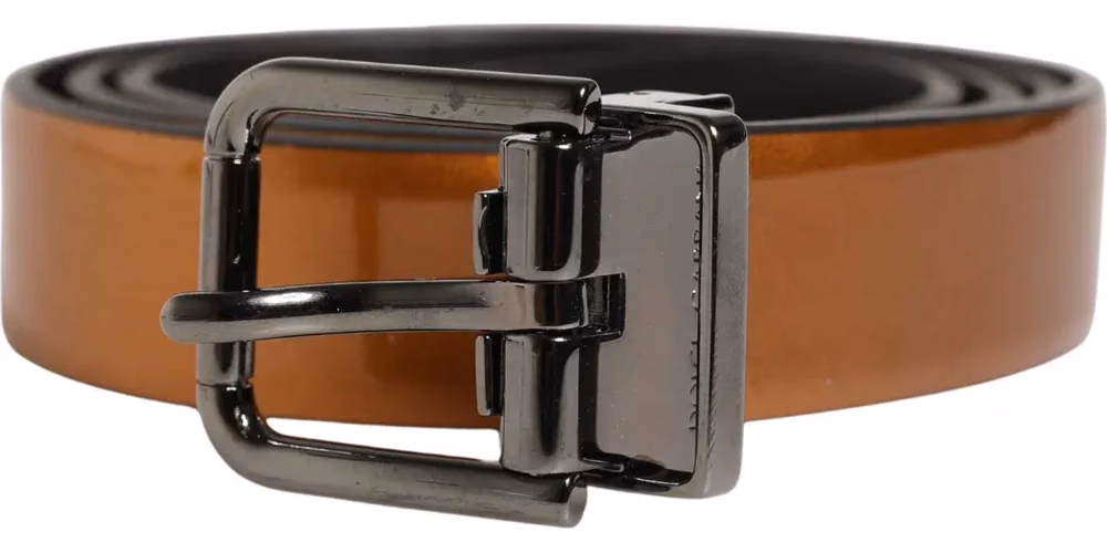 Men Brown Classic Leather Metal Buckle Belt