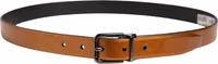Men Brown Classic Leather Metal Buckle Belt 2