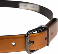 Men Brown Classic Leather Metal Buckle Belt 3