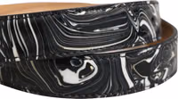 Men Black Marble Leather Metal Buckle Belt 4