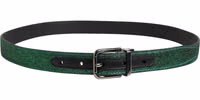 Men Green Lurex Polyester Metal Buckle Belt 2