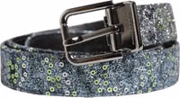 Men Multicolor Sequin Silver Metal Buckle Belt 1