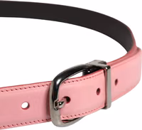 Men Pink Classic Leather Metal Buckle Belt 3