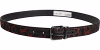 Black Red Polyester Silver Metal Buckle Belt 2