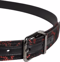 Black Red Polyester Silver Metal Buckle Belt 3