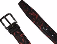 Black Red Polyester Silver Metal Buckle Belt 5