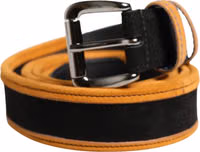 Men Black Orange Polyester Metal Buckle Belt 1