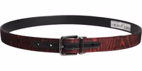 Men Red Jacquard Acetate Metal Buckle Belt 2