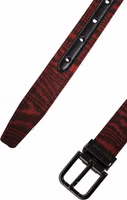 Men Red Jacquard Acetate Metal Buckle Belt 5