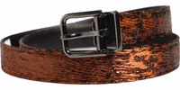 Men Brown Classic Polyester Metal Buckle Belt 1