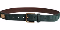 Men Green Velvet Leather Metal Buckle Belt 2