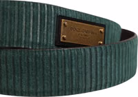 Men Green Velvet Leather Metal Buckle Belt 4