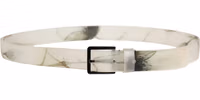 Men White Floral PVC Silver Metal Buckle Belt 2