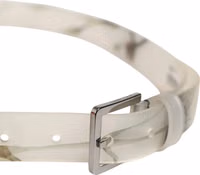 Men White Floral PVC Silver Metal Buckle Belt 3