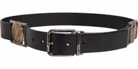 Men Black Classic Leather Metal Buckle Belt 2