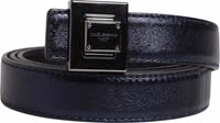 Men Black Classic Leather Square Buckle Belt 1