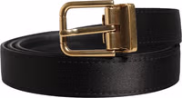 Men Black Classic Viscose Metal Buckle Belt 1