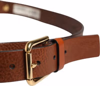 Men Brown Classic Leather Metal Buckle Belt 3