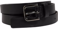 Black Double Strap Leather Silver Buckle Belt 1