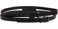 Black Double Strap Leather Silver Buckle Belt 2
