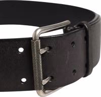 Men Black Classic Leather Metal Buckle Belt 3