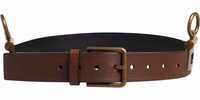 Men Brown Classic Leather Metal Buckle Belt 2