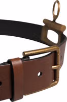 Men Brown Classic Leather Metal Buckle Belt 3