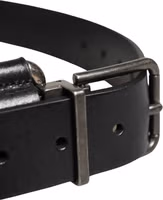 Black Calf Leather Silver Metal Buckle Belt 3