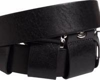 Black Calf Leather Silver Metal Buckle Belt 4