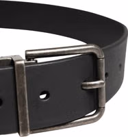 Men Black Classic Leather Metal Buckle Belt 3
