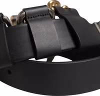 Men Black Classic Leather Metal Buckle Belt 4