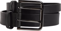 Black Double Strap Leather Silver Buckle Belt 1