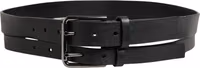 Black Double Strap Leather Silver Buckle Belt 2