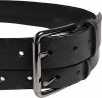 Black Double Strap Leather Silver Buckle Belt 3