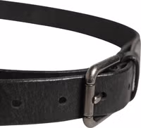 Men Black Calfskin Leather Metal Buckle Belt 2