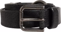 Men Black Calfskin Leather Metal Buckle Belt 3