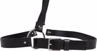 Black Double Strap Leather Silver Buckle Belt 2
