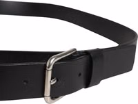 Black Double Strap Leather Silver Buckle Belt 3