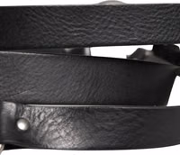 Black Double Strap Leather Silver Buckle Belt 5