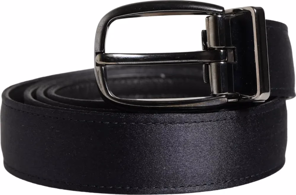 Men Black Classic Viscose Metal Buckle Belt