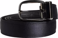 Men Black Classic Viscose Metal Buckle Belt 1