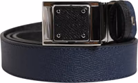 Men Blue Calfskin Leather Square Buckle Belt 1