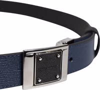 Men Blue Calfskin Leather Square Buckle Belt 3