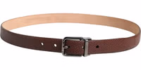 Men Brown Goatskin Leather Metal Buckle Belt 2