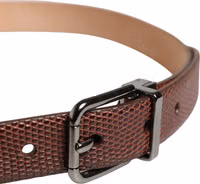 Men Brown Goatskin Leather Metal Buckle Belt 3