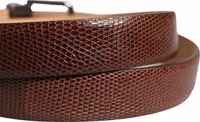 Men Brown Goatskin Leather Metal Buckle Belt 4
