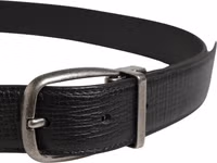 Men Black Classic Leather Metal Buckle Belt 3