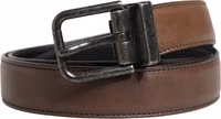 Men Brown Classic Leather Metal Buckle Belt 1