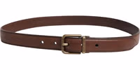 Men Brown Classic Leather Metal Buckle Belt 2