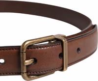 Men Brown Classic Leather Metal Buckle Belt 3